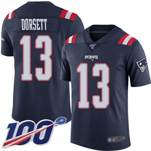 New England Patriots Football #13 100th Season Rush Limited Navy Blue Men Phillip Dorsett NFL Jersey->women nfl jersey->Women Jersey